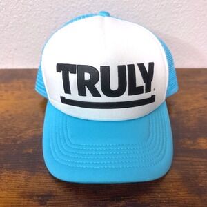 TRULY Mens Trucker Hat White Blue Mesh Snapback Adjustable‎ Baseball Cap